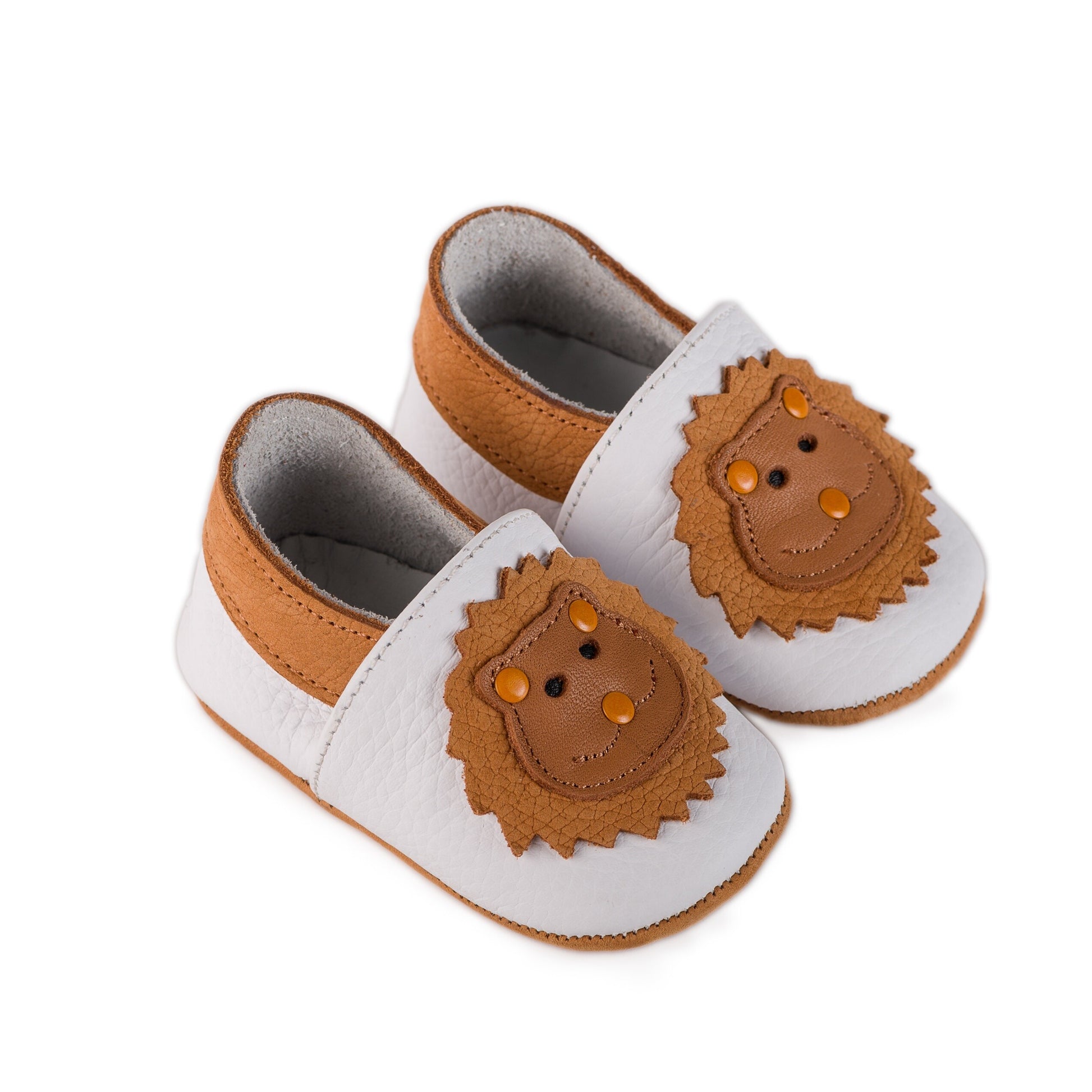 LEO Beyaz-Taba Deri İlk Adım Bebek Ayakkabı