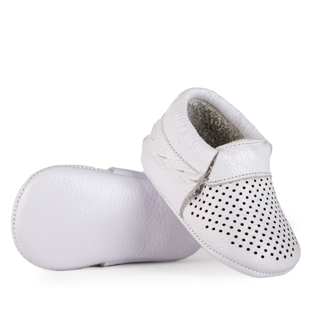 DEHHA Deri Lastikli Beyaz İlk Adım Bebek Patik