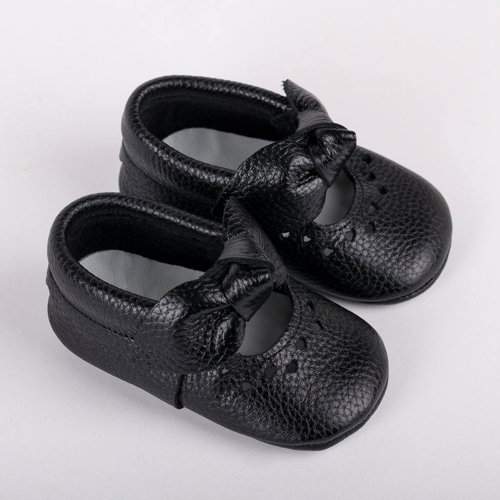 CAPELLA Deri Siyah İlk Adım Bebek Patik